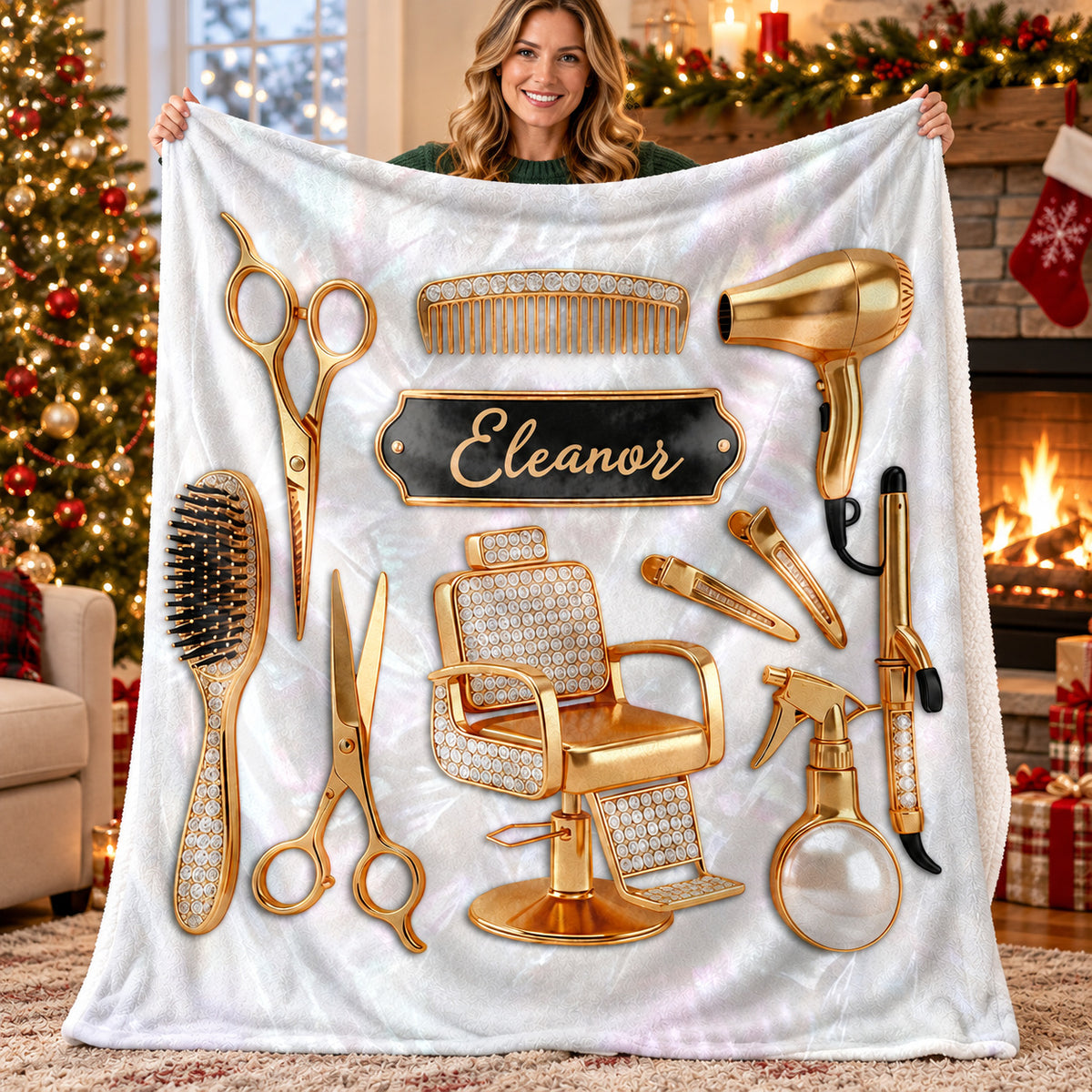 Personalized Hairstylist Blanket Custom Name Salon Hairdresser Gift - product view 3