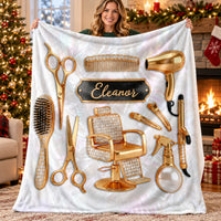 Personalized Hairstylist Blanket Custom Name Salon Hairdresser Gift - product view 3