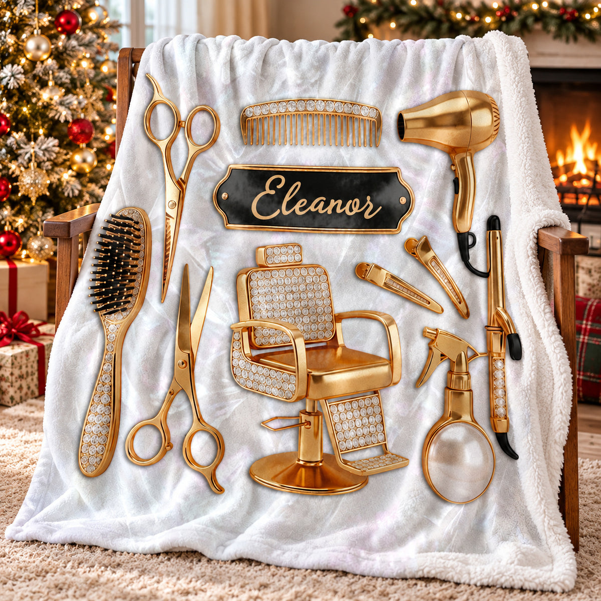Personalized Hairstylist Blanket Custom Name Salon Hairdresser Gift - product view 4