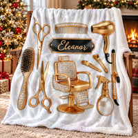 Personalized Hairstylist Blanket Custom Name Salon Hairdresser Gift - product view 4