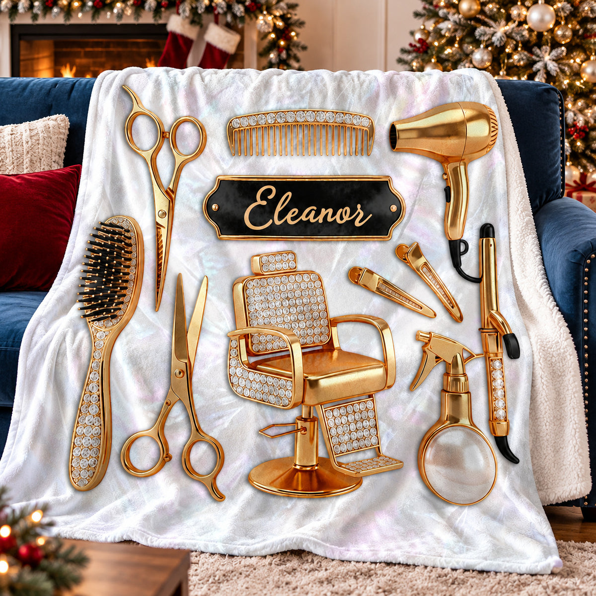 Personalized Hairstylist Blanket Custom Name Salon Hairdresser Gift - product view 5