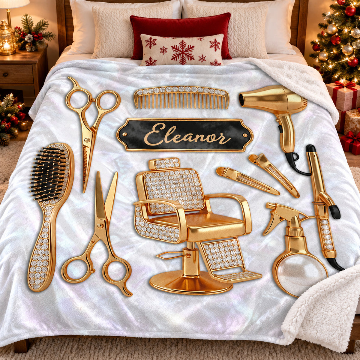 Personalized Hairstylist Blanket Custom Name Salon Hairdresser Gift - product view 6