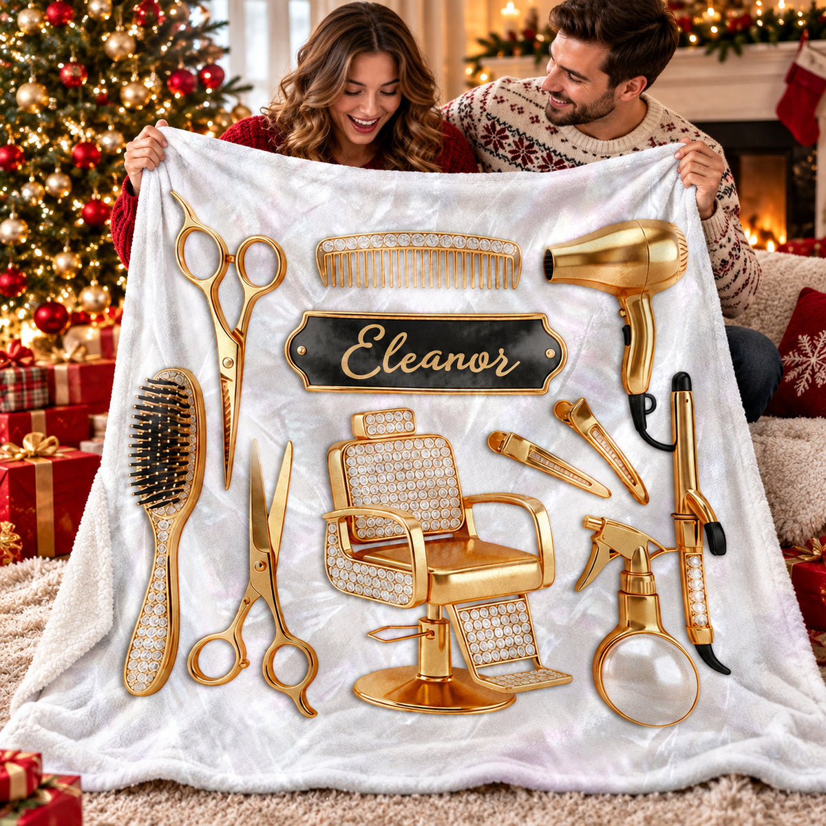 Personalized Hairstylist Blanket Custom Name Salon Hairdresser Gift - product view 8
