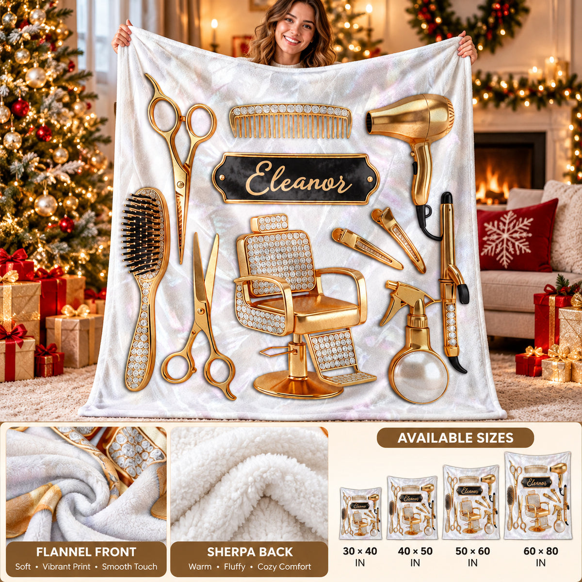 Personalized Hairstylist Blanket Custom Name Salon Hairdresser Gift - product view 9
