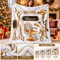 Personalized Hairstylist Blanket Custom Name Salon Hairdresser Gift - product view 9