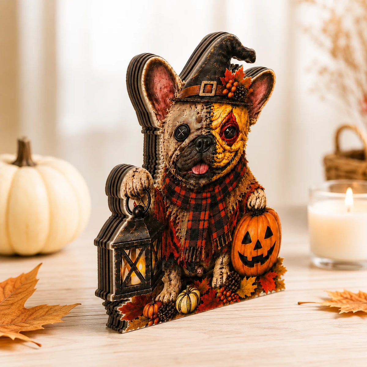 Halloween Dog Decor Beagle Witch Wooden Cutout Decoration Cute Spooky Fall Shelf Accent for Pet Lovers