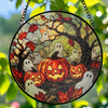 Close-up of Halloween Stained Glass Ghost Pumpkin Suncatcher Spooky Window Hanging Decor for Autumn Home for streetwear fans in Austin, Texas