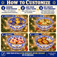 Personalized Hanukkah Bowl Acrylic Ornament Custom Family Name Gift - personalization choices and ordering instructions