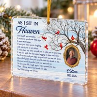 Personalized As I Sit in Heaven Photo Memorial Ornament Sympathy Gift - product view 5