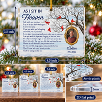 Personalized As I Sit in Heaven Photo Memorial Ornament Sympathy Gift - product view 6