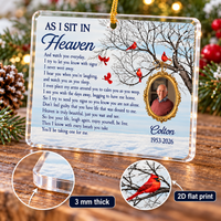 Personalized As I Sit in Heaven Photo Memorial Ornament Sympathy Gift - product view 7