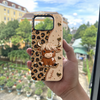 Customer in Austin, Texas wearing Highland Cow Leopard Print Phone Case Cute Scottish Highland Coo Animal Lover Gift