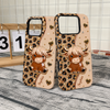 Close-up of Highland Cow Leopard Print Phone Case Cute Scottish Highland Coo Animal Lover Gift for streetwear fans in Austin, Texas