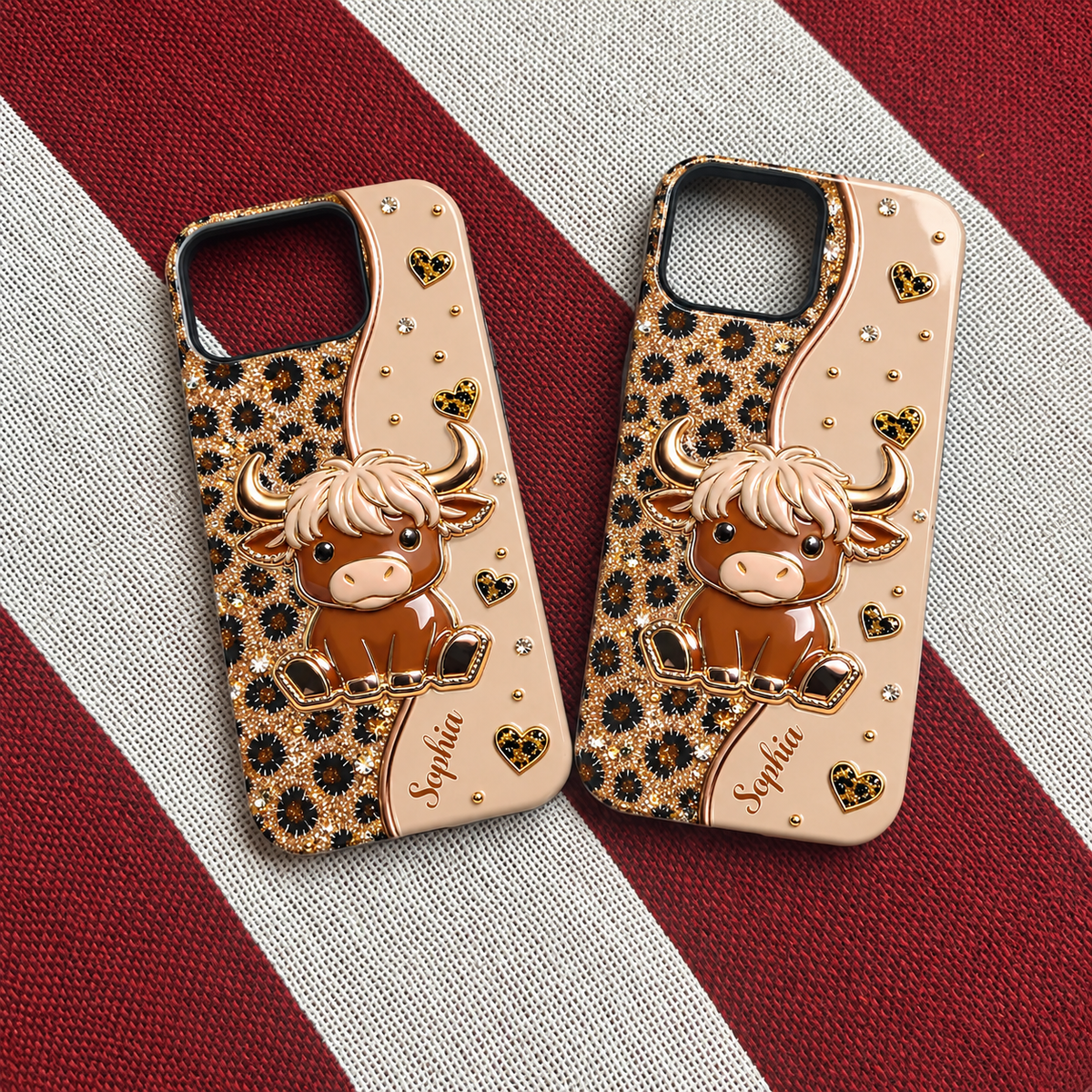 Highland Cow Leopard Print Phone Case Cute Scottish Highland Coo Animal Lover Gift available at our Austin, Texas warehouse