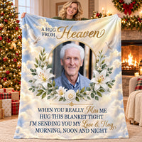 Personalized Hug From Heaven Photo Memorial Blanket Remembrance Gift - product view 3