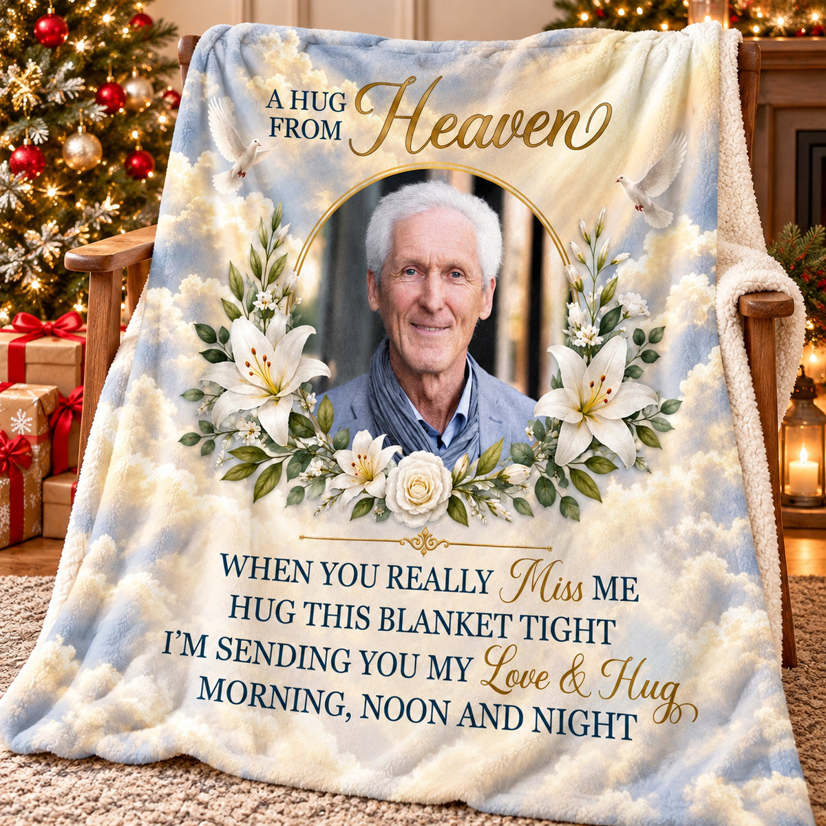 Personalized Hug From Heaven Photo Memorial Blanket Remembrance Gift - product view 4