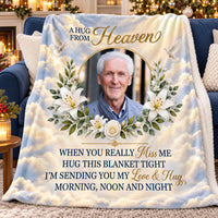 Personalized Hug From Heaven Photo Memorial Blanket Remembrance Gift - product view 5