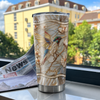 Customer in Austin, Texas wearing Hummingbird Magnolia Tumbler Personalized Stainless Steel Insulated Cup for Nature Lovers