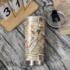 Close-up of Hummingbird Magnolia Tumbler Personalized Stainless Steel Insulated Cup for Nature Lovers for streetwear fans in Austin, Texas