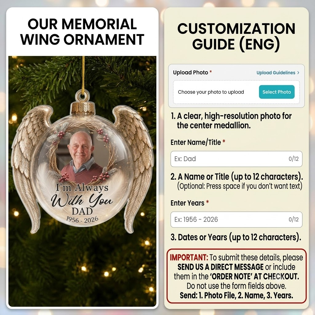 Customer in Austin, Texas wearing I'm Always With You DAD Ornament, Angel Wings Memorial Gift, Loss of Father Sympathy Keepsake, Chris