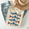 Bojjico Patriotic American Flag Trout Fish Oversized Graphic T-Shirt for Women Vintage Retro Americana Aesthetic Faded Charcoal Cotton Tee 4th of July Fishing Apparel Summer Loose Casual Top Independence Day Bass Fisherman Shirt Gift