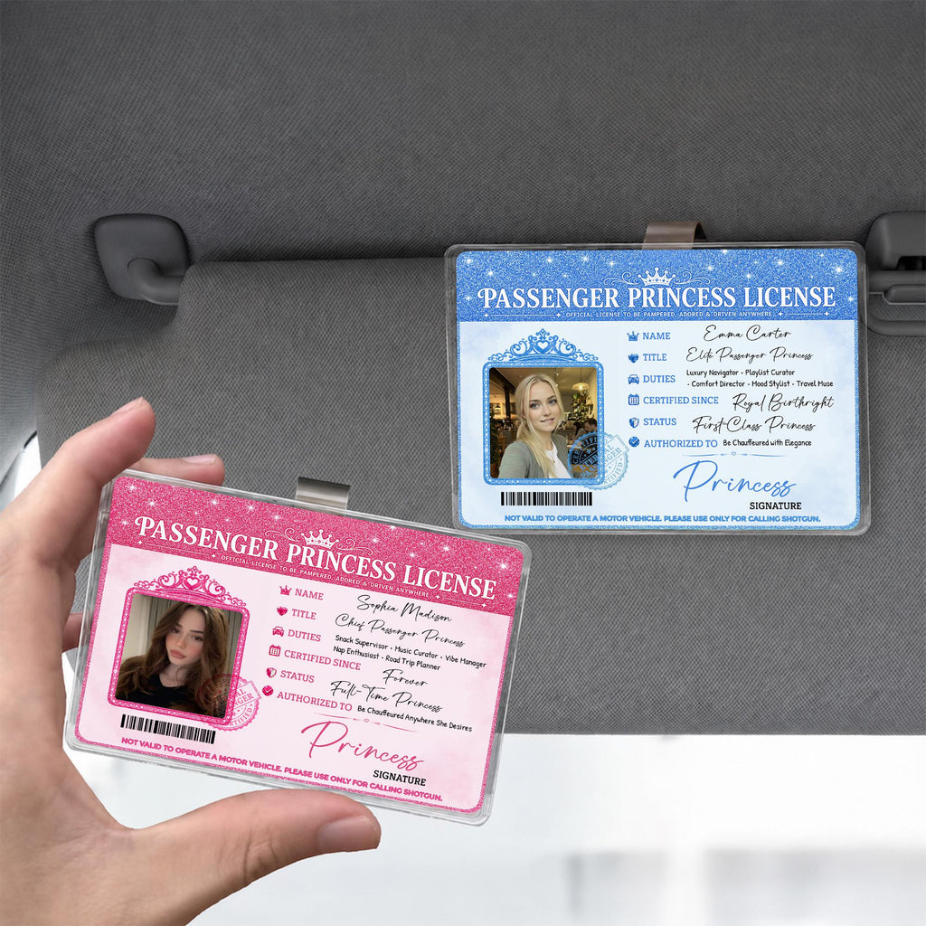 Bojjico Passenger Princess Car Sun Visor Photo Frame Clip Custom Novelty Card Holder For Girlfriend Wife Girly Coquette Preppy Aesthetic Clear Acrylic Auto Interior Accessories Cute Car Decor Funny Couples Gift Ideas