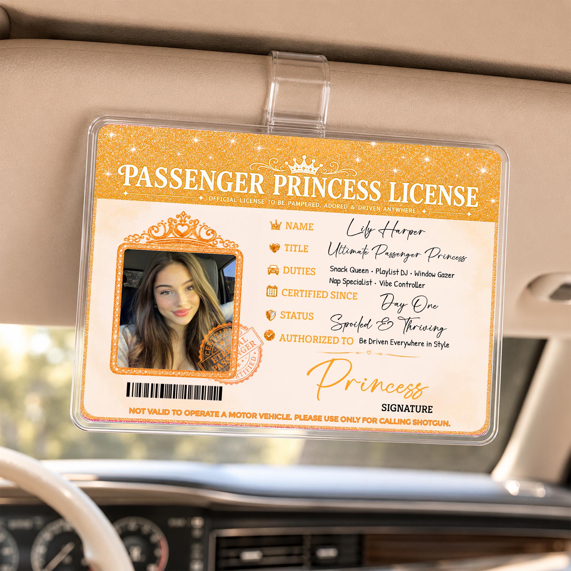 Bojjico Passenger Princess Car Sun Visor Photo Frame Clip Custom Novelty Card Holder For Girlfriend Wife Girly Coquette Preppy Aesthetic Clear Acrylic Auto Interior Accessories Cute Car Decor Funny Couples Gift Ideas