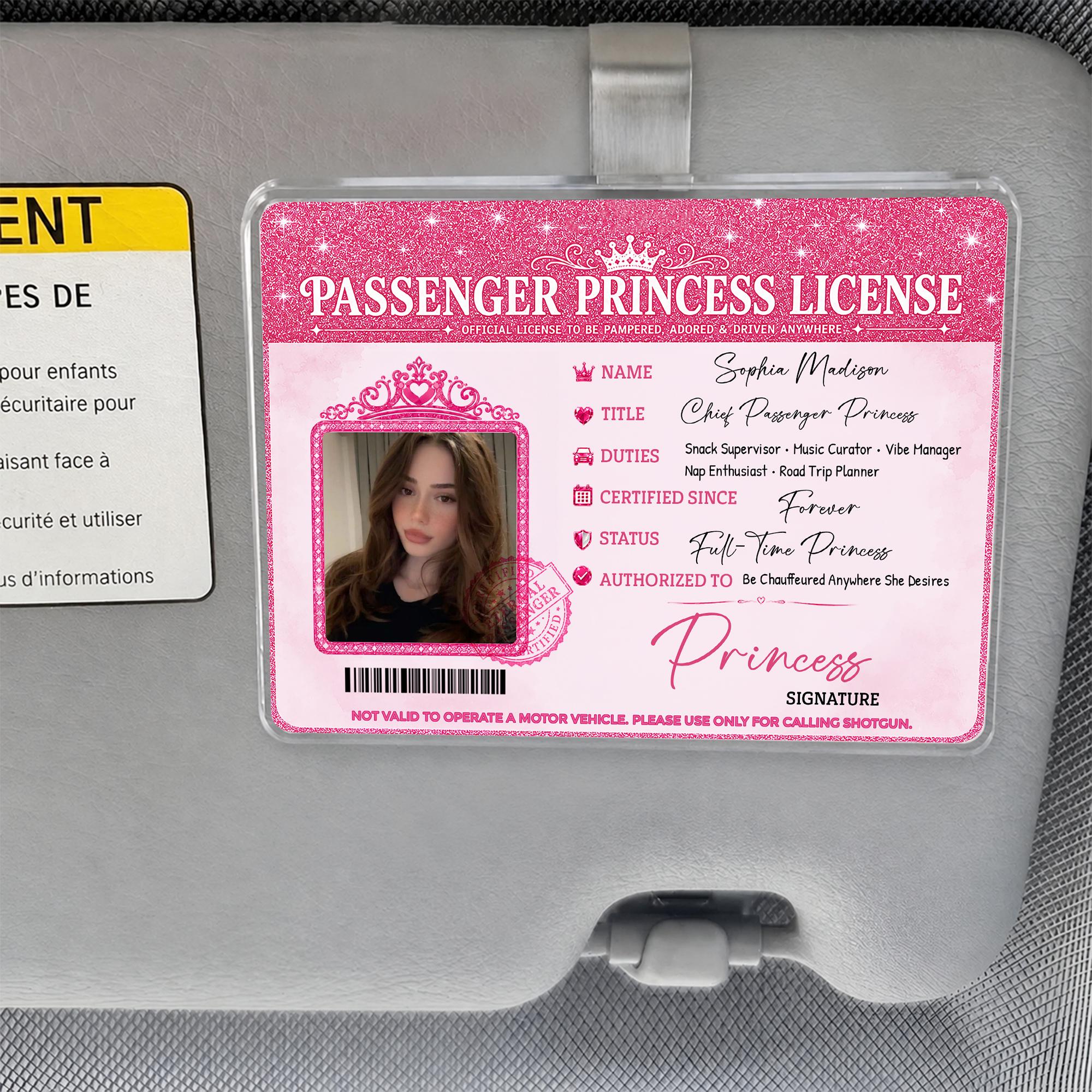 Bojjico Passenger Princess Car Sun Visor Photo Frame Clip Custom Novelty Card Holder For Girlfriend Wife Girly Coquette Preppy Aesthetic Clear Acrylic Auto Interior Accessories Cute Car Decor Funny Couples Gift Ideas