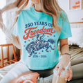 BojjiCo 250 Years Of Freedom Cowboy Graphic Boxy Tee For Women Retro Western Cowgirl Aesthetic Ivory Cotton T-Shirt 1776-2026 4th Of July Patriotic Shirt Summer Festival Top Independence Day Country Music Gift