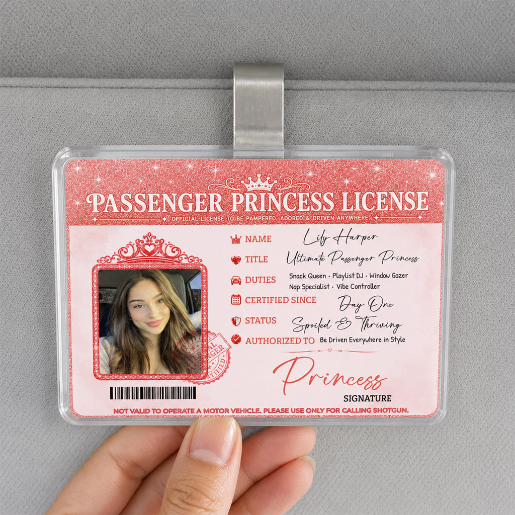 Bojjico Passenger Princess Car Sun Visor Photo Frame Clip Custom Novelty Card Holder For Girlfriend Wife Girly Coquette Preppy Aesthetic Clear Acrylic Auto Interior Accessories Cute Car Decor Funny Couples Gift Ideas