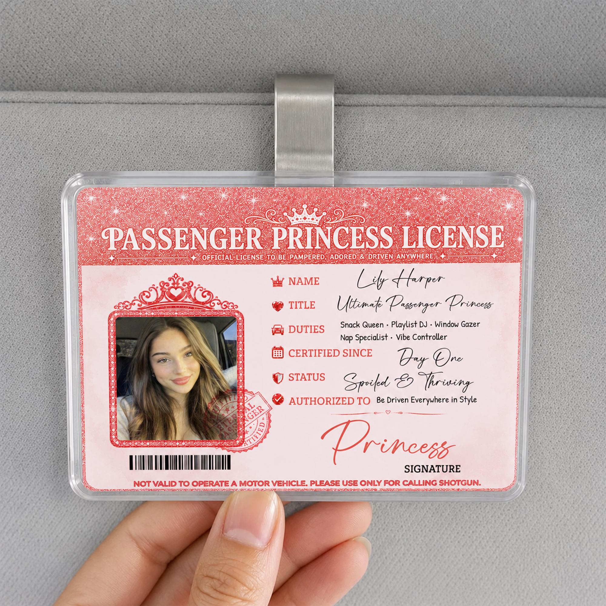 Bojjico Passenger Princess Car Sun Visor Photo Frame Clip Custom Novelty Card Holder For Girlfriend Wife Girly Coquette Preppy Aesthetic Clear Acrylic Auto Interior Accessories Cute Car Decor Funny Couples Gift Ideas