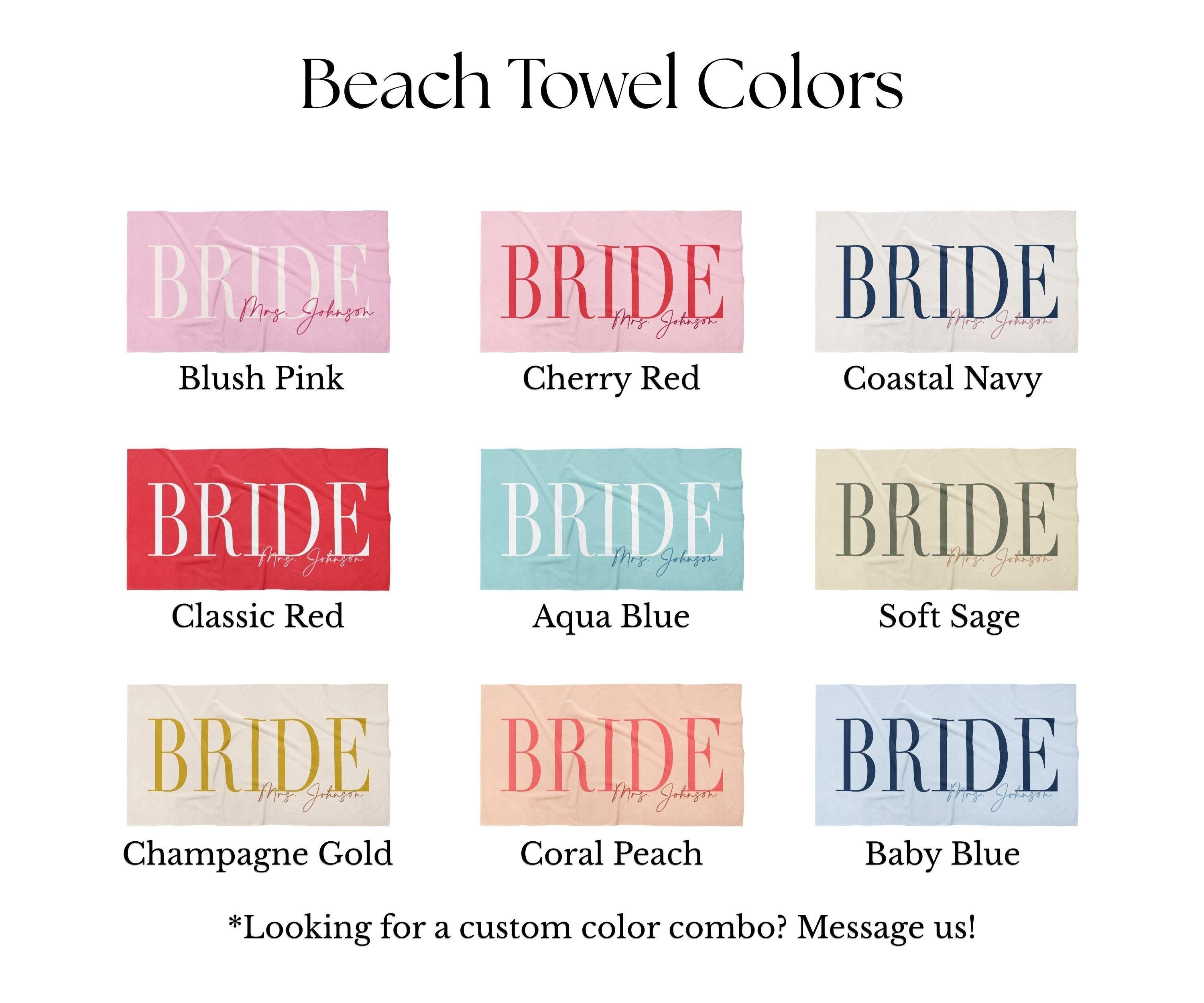 Bojjico Custom Personalized Future Mrs Bride Beach Towel for Women Elegant Coastal Aesthetic Light Blue Pool Towel Bachelorette Party Favor Bridal Shower Gift Honeymoon Travel Essential Summer Vacation Accessory Quick Dry