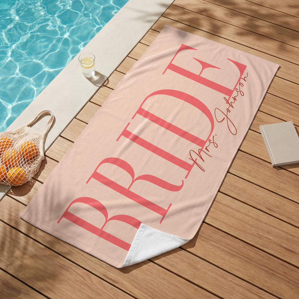 Bojjico Custom Personalized Future Mrs Bride Beach Towel for Women Elegant Coastal Aesthetic Light Blue Pool Towel Bachelorette Party Favor Bridal Shower Gift Honeymoon Travel Essential Summer Vacation Accessory Quick Dry