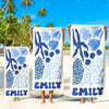 Bojjico Custom Mermaid Tail Family Matching Beach Towel Personalized Mother & Daughter Gift Set Watercolor Crab Ocean Coastal Aesthetic Blue Pink Microfiber Pool Towels For Girls Women Kids Summer Vacation Beach Accessories Fast Dry Sand Free Swim