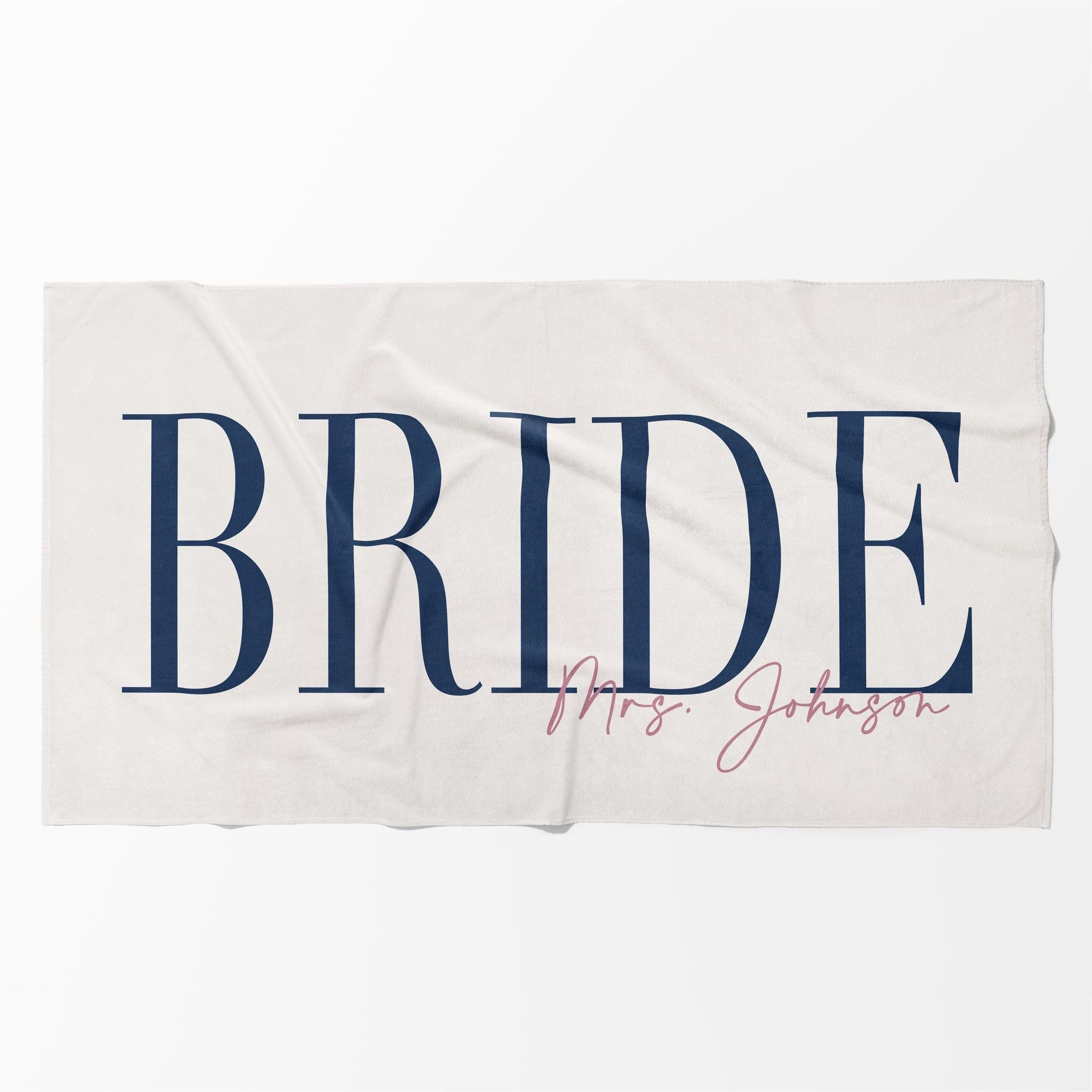 Bojjico Custom Personalized Future Mrs Bride Beach Towel for Women Elegant Coastal Aesthetic Light Blue Pool Towel Bachelorette Party Favor Bridal Shower Gift Honeymoon Travel Essential Summer Vacation Accessory Quick Dry