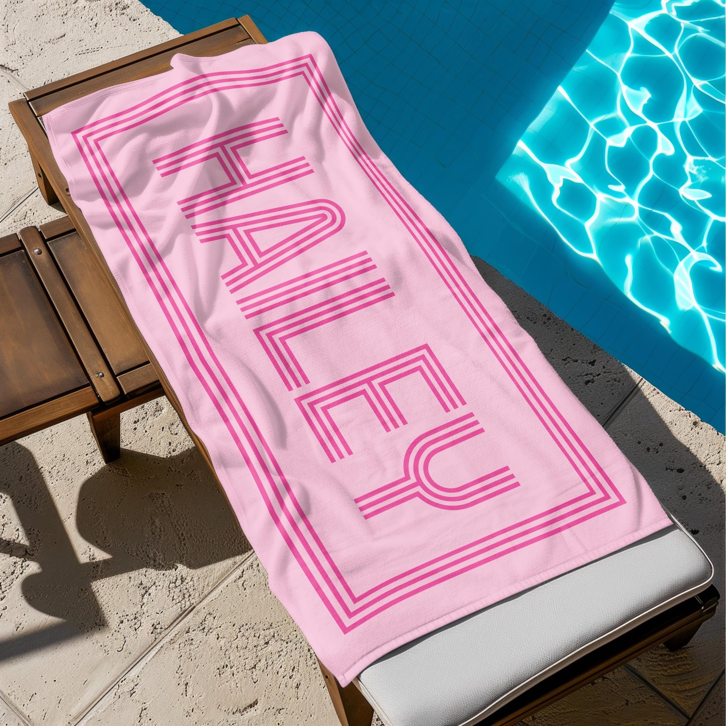 Bojjico Personalized Retro Name Custom Beach Towel For Women Kids Girls Trip 2026 Preppy Aesthetic Pink Teal Red Microfiber Pool Towels Bridesmaid Gifts Monogrammed Bachelorette Party Favors Summer Travel Beach Vacation Essentials Accessories