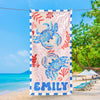 Bojjico Custom Mermaid Tail Family Matching Beach Towel Personalized Mother & Daughter Gift Set Watercolor Crab Ocean Coastal Aesthetic Blue Pink Microfiber Pool Towels For Girls Women Kids Summer Vacation Beach Accessories Fast Dry Sand Free Swim
