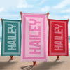 Bojjico Personalized Retro Name Custom Beach Towel For Women Kids Girls Trip 2026 Preppy Aesthetic Pink Teal Red Microfiber Pool Towels Bridesmaid Gifts Monogrammed Bachelorette Party Favors Summer Travel Beach Vacation Essentials Accessories