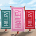 Bojjico Personalized Retro Name Custom Beach Towel For Women Kids Girls Trip 2026 Preppy Aesthetic Pink Teal Red Microfiber Pool Towels Bridesmaid Gifts Monogrammed Bachelorette Party Favors Summer Travel Beach Vacation Essentials Accessories