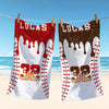 Bojjico Personalized Custom Baseball Drip Beach Matching Towel for Kids Boys Sports Fans Summervibes Aesthetic Ice Cream Sprinkles Pattern Quick Dry Microfiber Pool Bath Towel Custom Name Number Baseball Player Gifts Summer Holiday Vacation