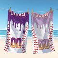 Bojjico Personalized Custom Baseball Drip Beach Matching Towel for Kids Boys Sports Fans Summervibes Aesthetic Ice Cream Sprinkles Pattern Quick Dry Microfiber Pool Bath Towel Custom Name Number Baseball Player Gifts Summer Holiday Vacation