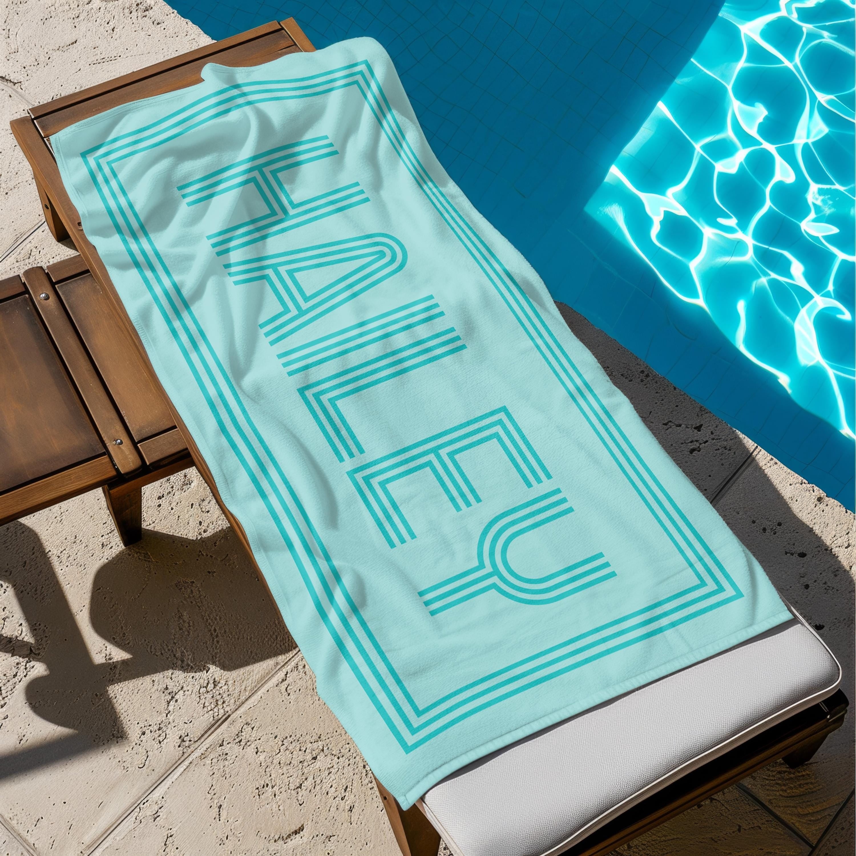 Bojjico Personalized Retro Name Custom Beach Towel For Women Kids Girls Trip 2026 Preppy Aesthetic Pink Teal Red Microfiber Pool Towels Bridesmaid Gifts Monogrammed Bachelorette Party Favors Summer Travel Beach Vacation Essentials Accessories