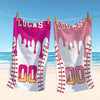 Bojjico Personalized Custom Baseball Drip Beach Matching Towel for Kids Boys Sports Fans Summervibes Aesthetic Ice Cream Sprinkles Pattern Quick Dry Microfiber Pool Bath Towel Custom Name Number Baseball Player Gifts Summer Holiday Vacation