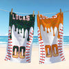 Bojjico Personalized Custom Baseball Drip Beach Matching Towel for Kids Boys Sports Fans Summervibes Aesthetic Ice Cream Sprinkles Pattern Quick Dry Microfiber Pool Bath Towel Custom Name Number Baseball Player Gifts Summer Holiday Vacation