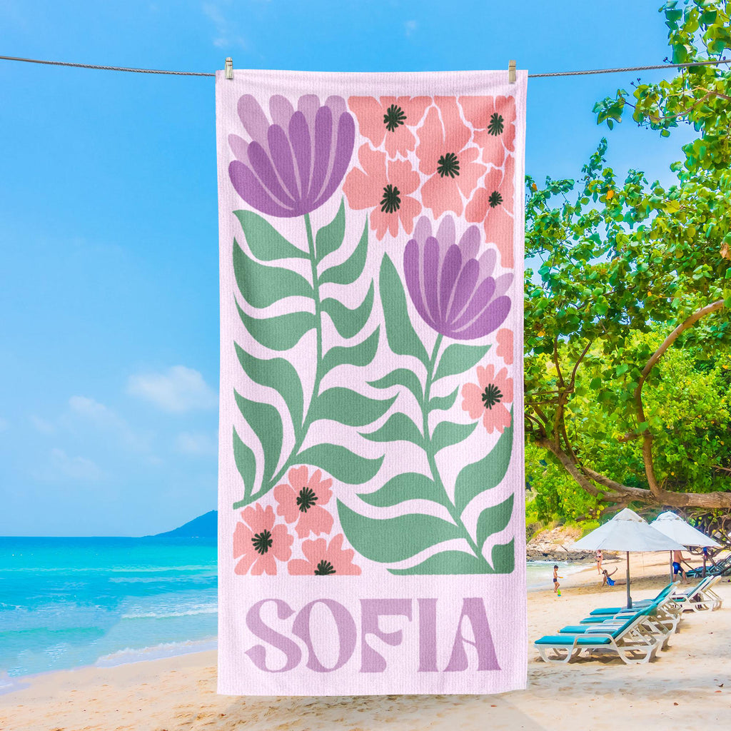 Bojjico Personalized Retro Fruit Pattern Custom Name Matching Beach Towel for Women Men Groovy Vibes Y2K Funky Aesthetic Summervibes Vibrant Colorful Quick Dry Microfiber Pool Towel Bachelorette Party Vacation Summer Trip Gift Large Sand Free