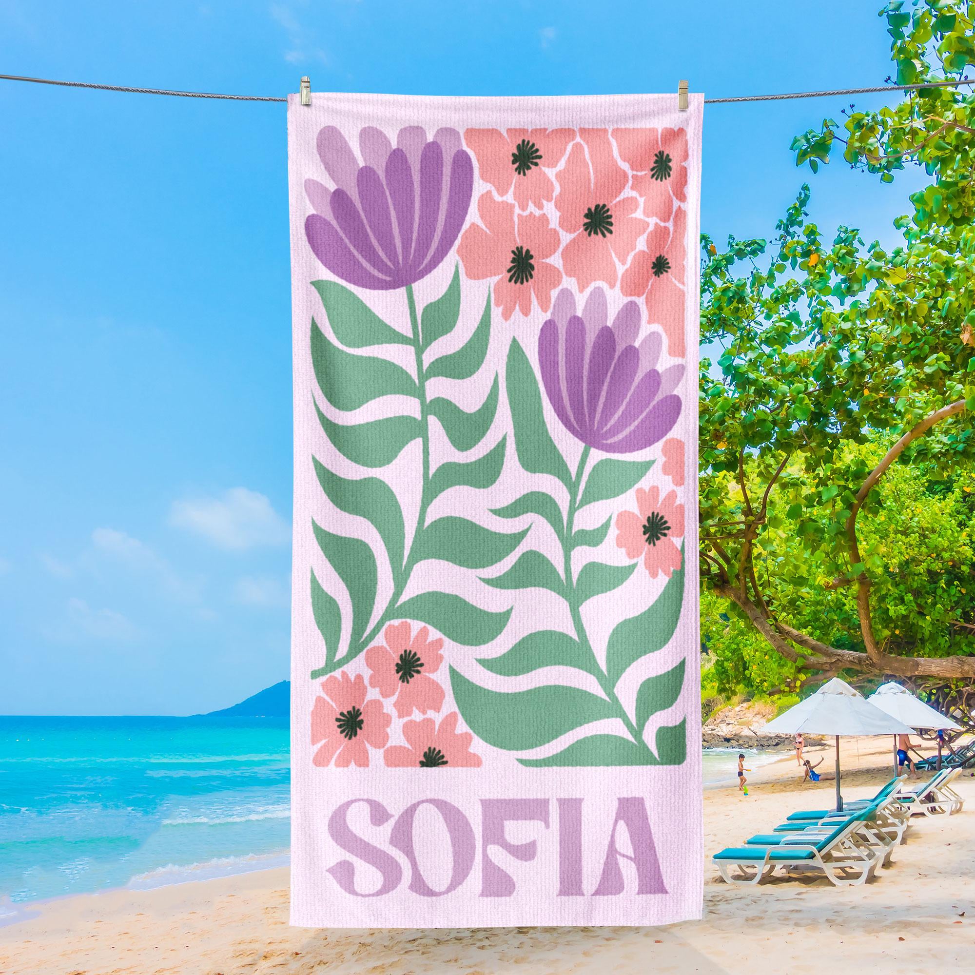 Bojjico Personalized Retro Fruit Pattern Custom Name Matching Beach Towel for Women Men Groovy Vibes Y2K Funky Aesthetic Summervibes Vibrant Colorful Quick Dry Microfiber Pool Towel Bachelorette Party Vacation Summer Trip Gift Large Sand Free