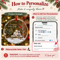 Instruction graphic explaining how to personalize the memorial ornament during checkout.