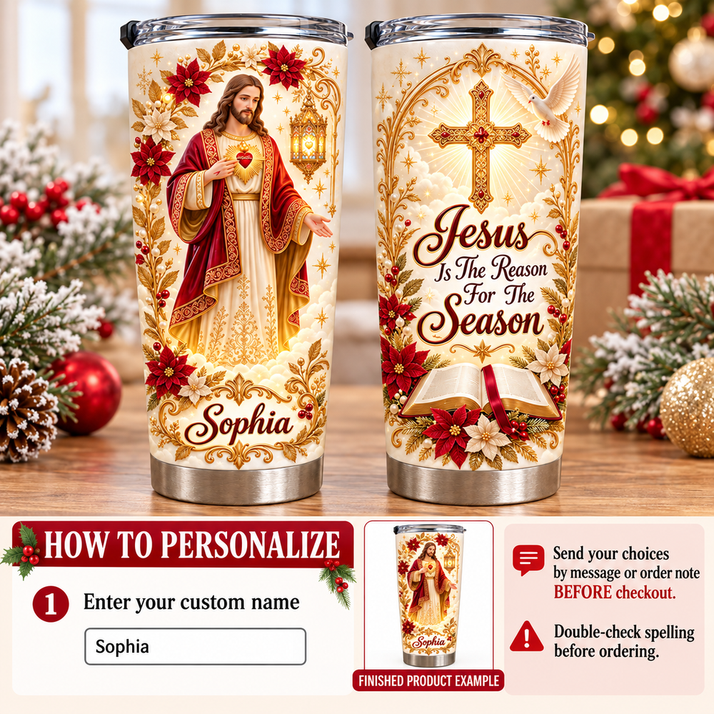 Personalized Jesus Christmas Tumbler Custom Name Christian Gift - personalization options and ordering guide