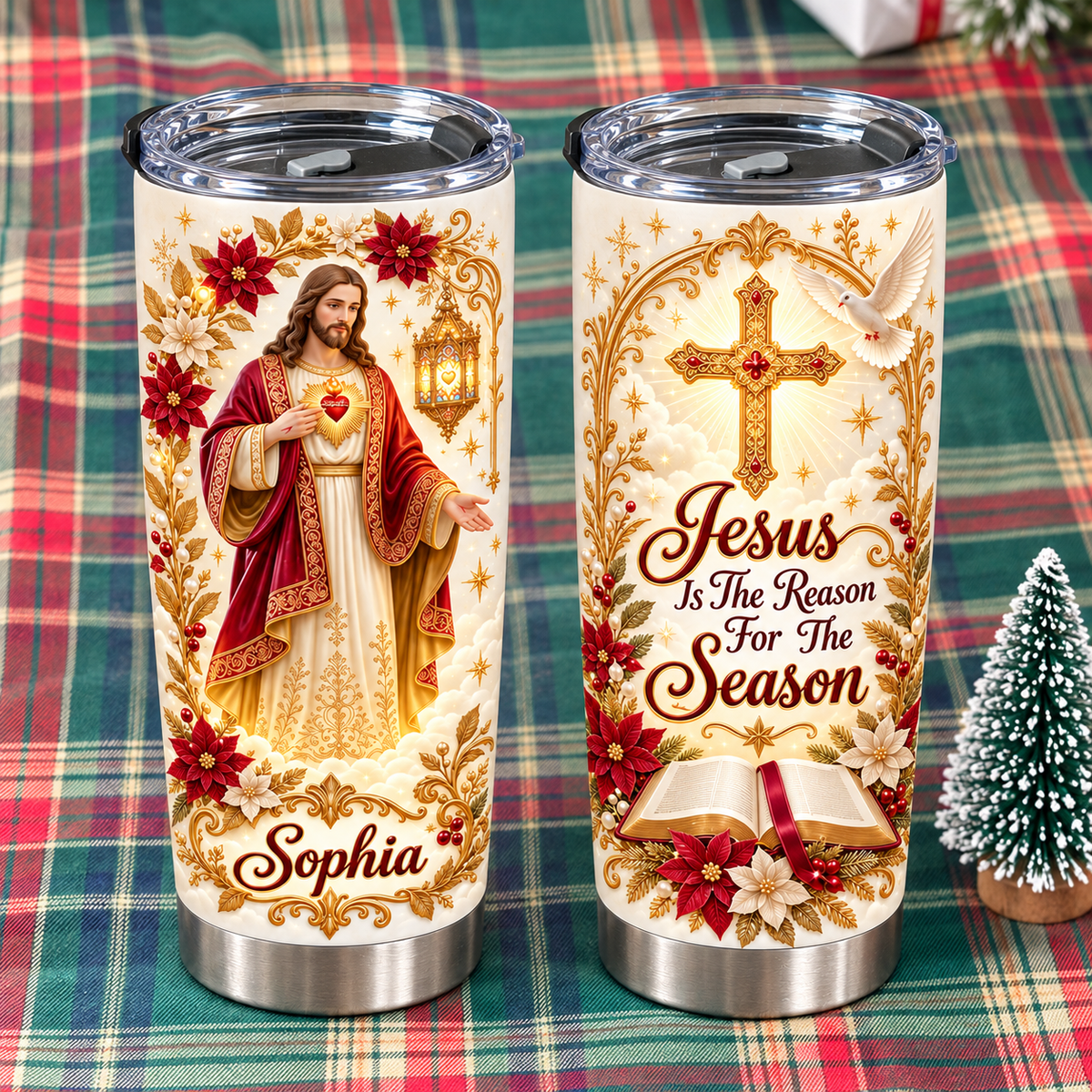 Personalized Jesus Christmas Tumbler Custom Name Christian Gift - product view 7