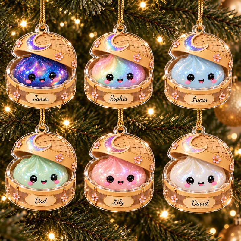 Kawaii Galaxy Dumpling Steamer Basket Ornament Personalized Custom Name Christmas Tree Decor available at our Austin, Texas warehouse